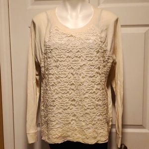 Faded Glory Laced Cream Pullover Sweater - Size 2XL (20)